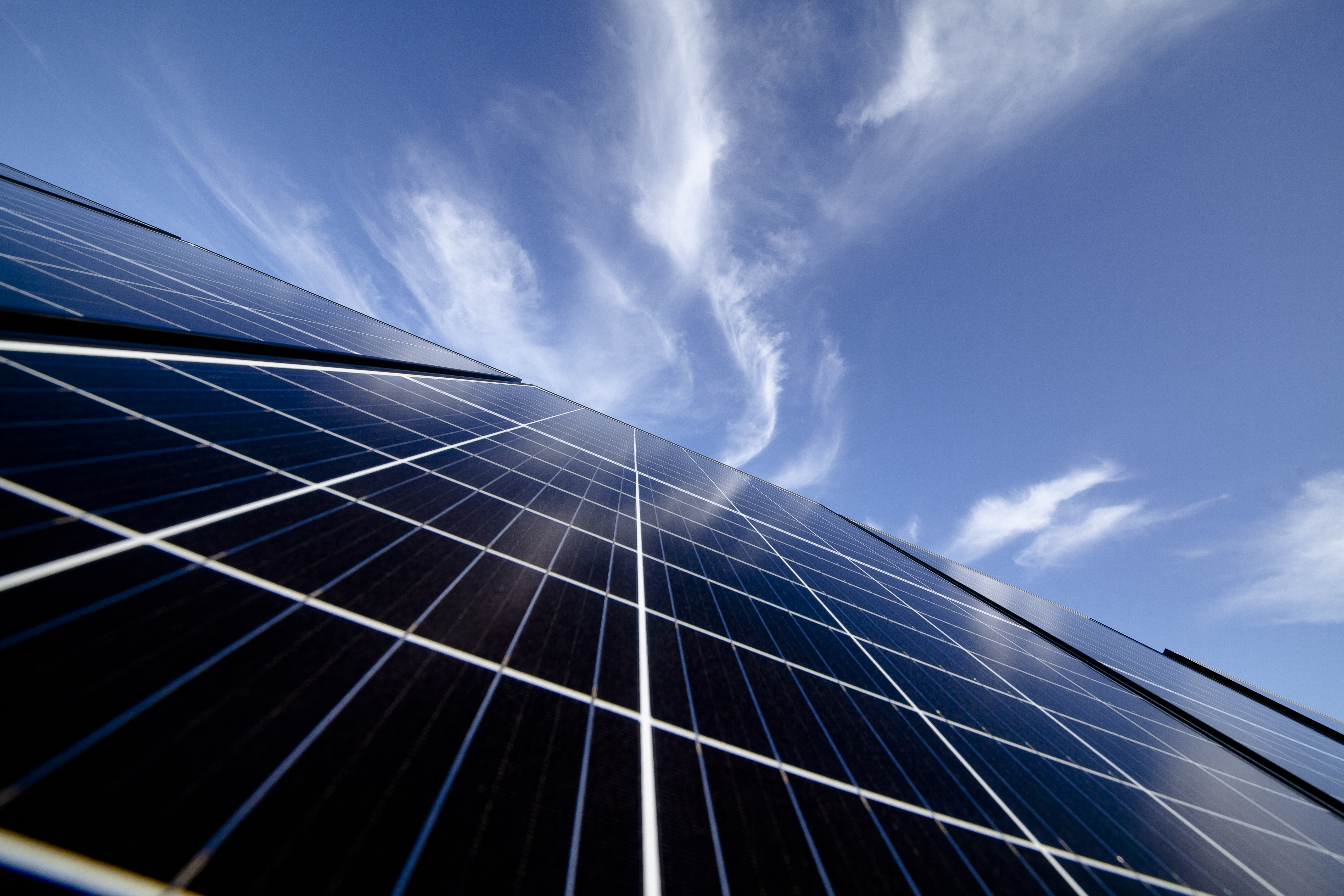 Solar panel and skyline Solar panel and skyline