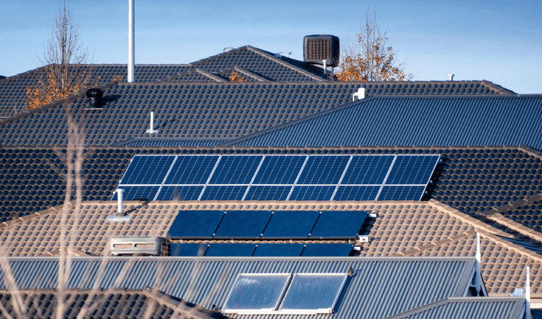 Roofs with solar panels